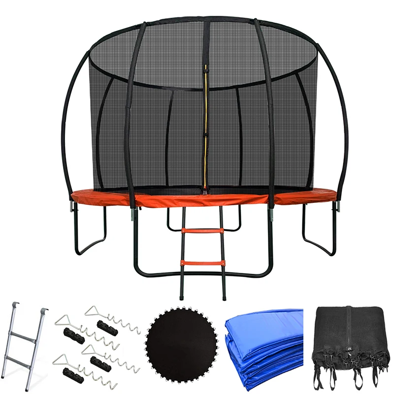 Factory custom color logo large round trampoline with tent/roof,14ft trampoline for kids