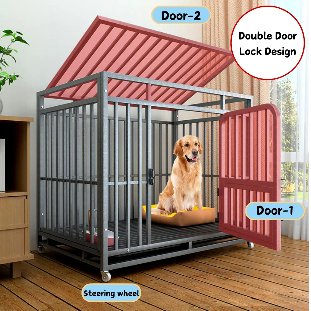 Wholesale Heavy Duty Removable Pet Metal Cage Two Door Design Durable Dog Crate Kennel