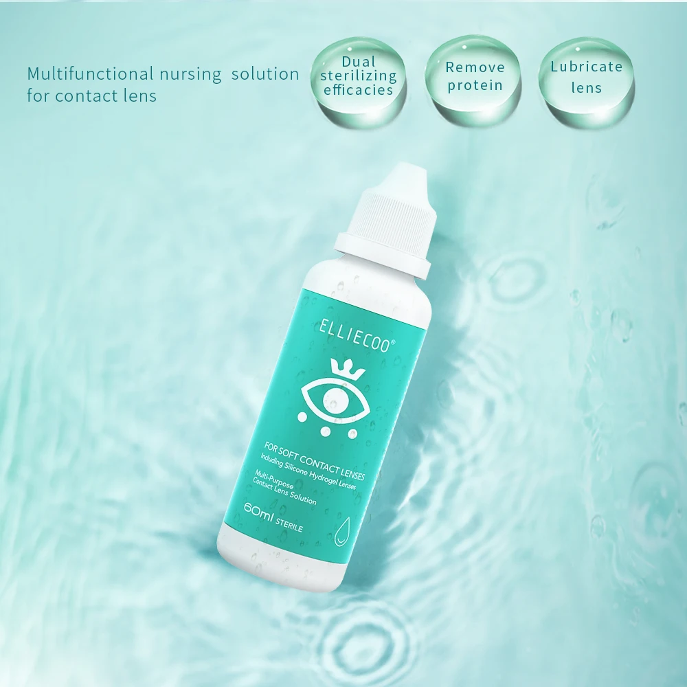 Elliecoo multifunctional contact lens solution cleanser wholesale 60ml