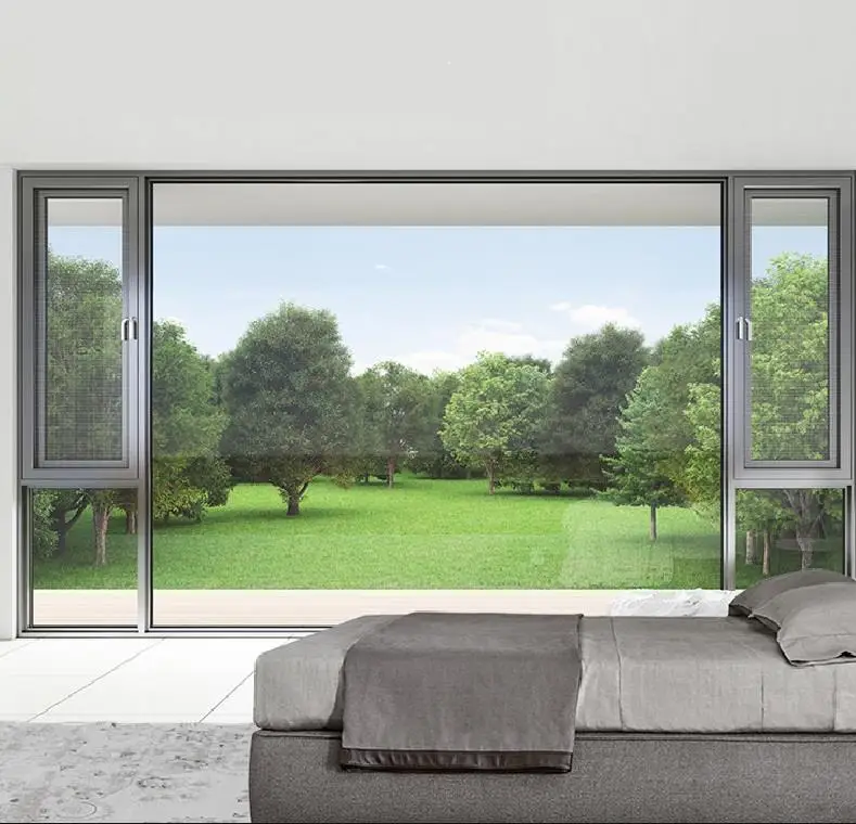 High Quality Hurricane Impact Tempered Glass Double Glazed Windows  Aluminum Casement Window