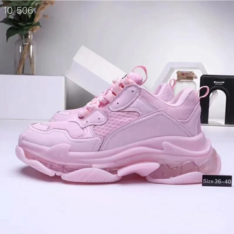 Women Casual Dad Shoes neon Designer Sneakers Triple s Crystal clear clean sole Bottom Paris Platform Luxury Chaussures 36-40