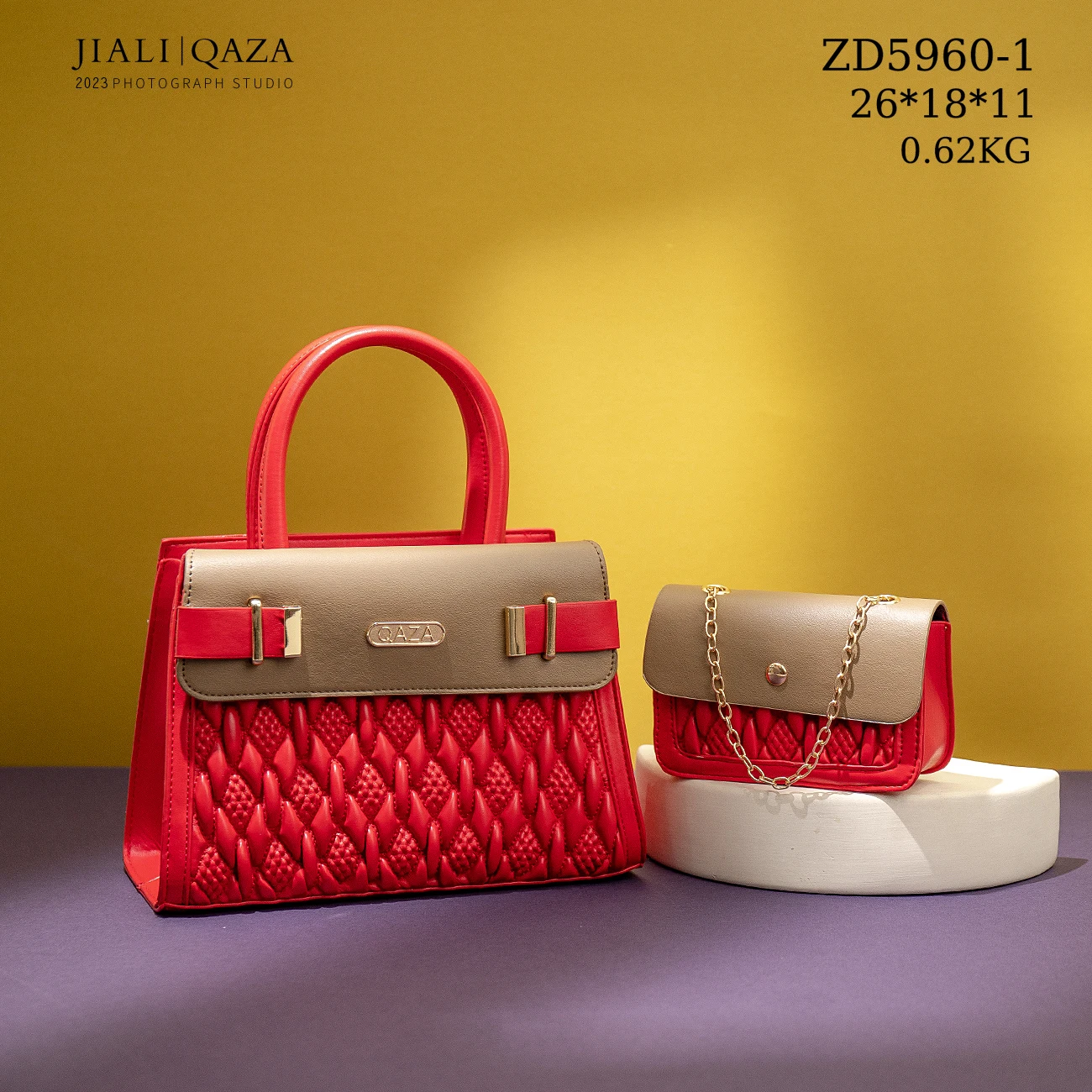 QAZA Hot Selling Luxury Top Quality 2in1 Women Purses and Handbags 2023 New Fashion Design PU Leather Ladies Shoulder Tote Bags