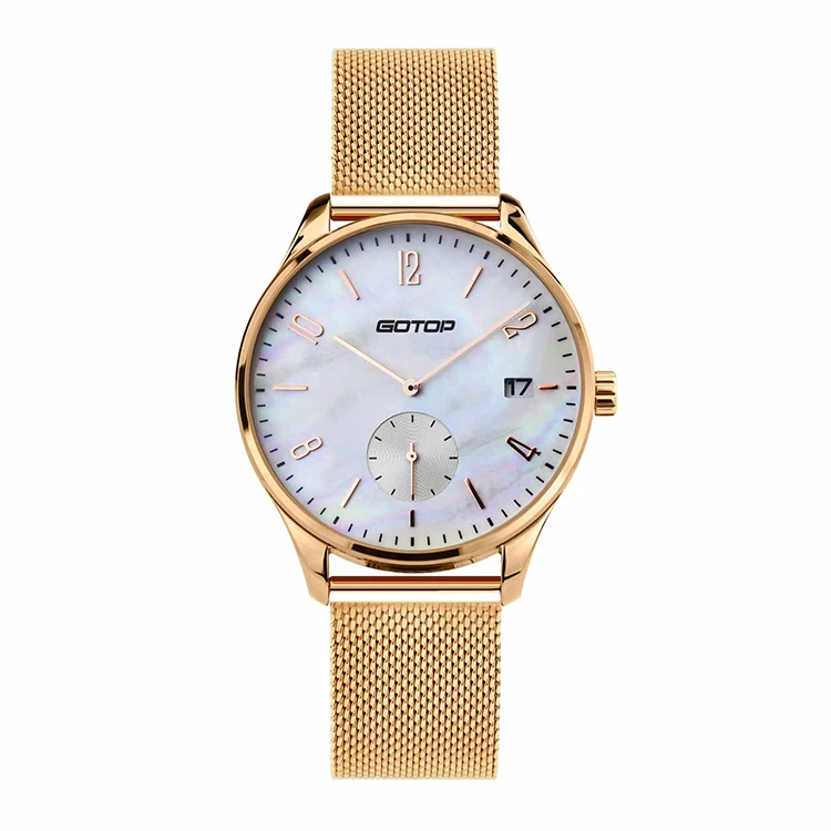 2020 Trending Luxury Custom Logo Mother of Pearl Dial Man Rose Gold Hand Watch Low Price Steel Mens Style Wrist Watches for Men