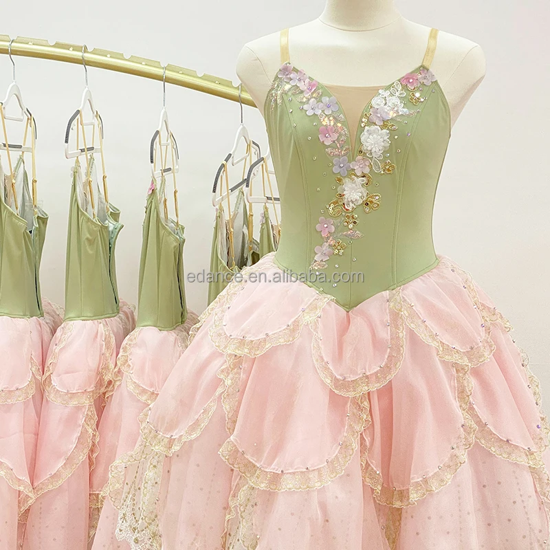 R0446 Professional Custom Girls Ballerina Dress Waltz Of The Flowers Group Dance Ballet Costume Long Romantic Tutu For Christmas
