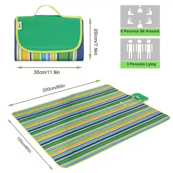 Custom Outdoor Extra Large Foldable Sand Proof Free Waterproof Camping Mat Picnic Blanket