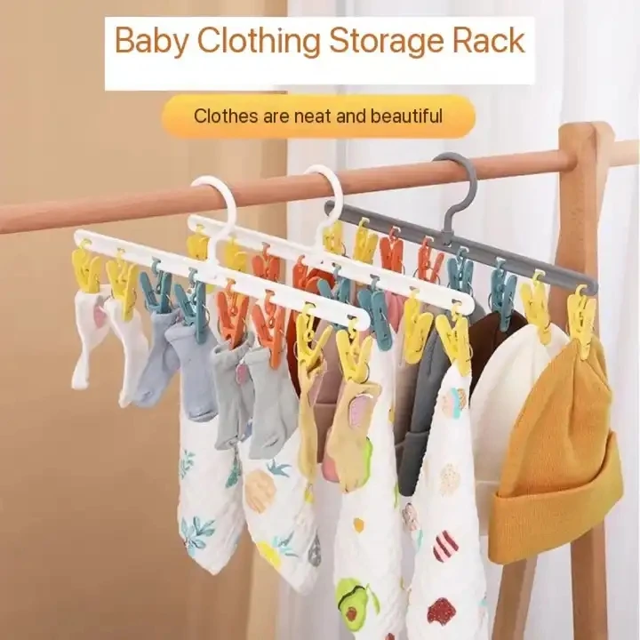 8 Clips Baby Scarf Short Clothes Plastic Hangers For Clothing