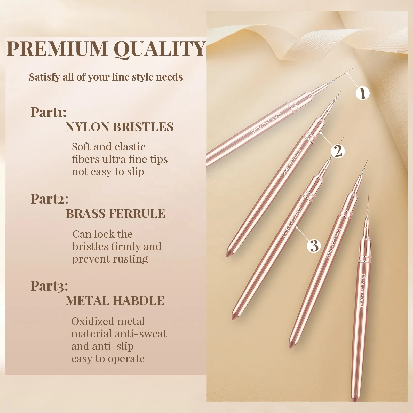 5/8/12/20/25mm nail art liner brushes set elongated lines drawing uv gel painting nail design pen professional manicure tool