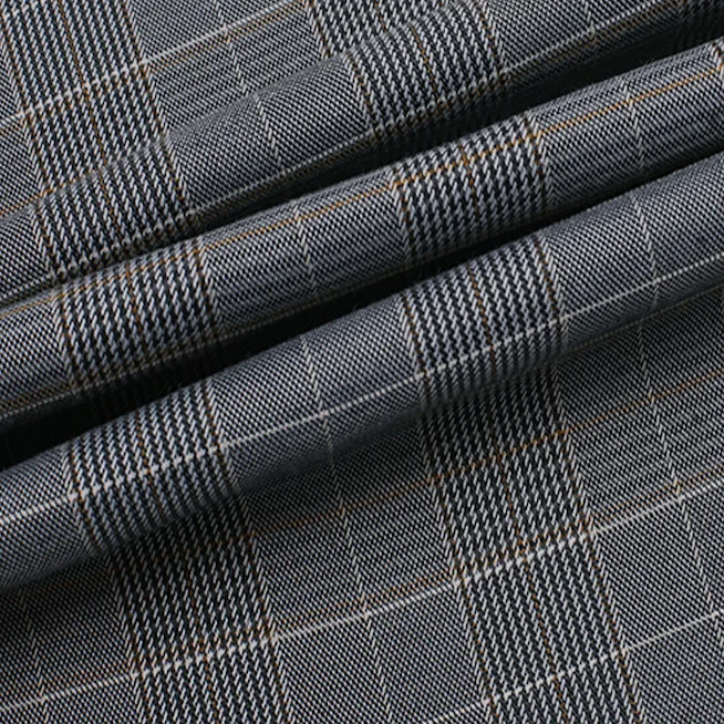 High-end suit fabric yarn-dyed plaid viscose polyamide elastane fabric