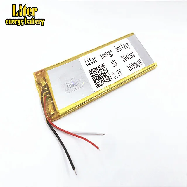 Three lines 3.7 V 304192 1600 mah lithium polymer battery digital products