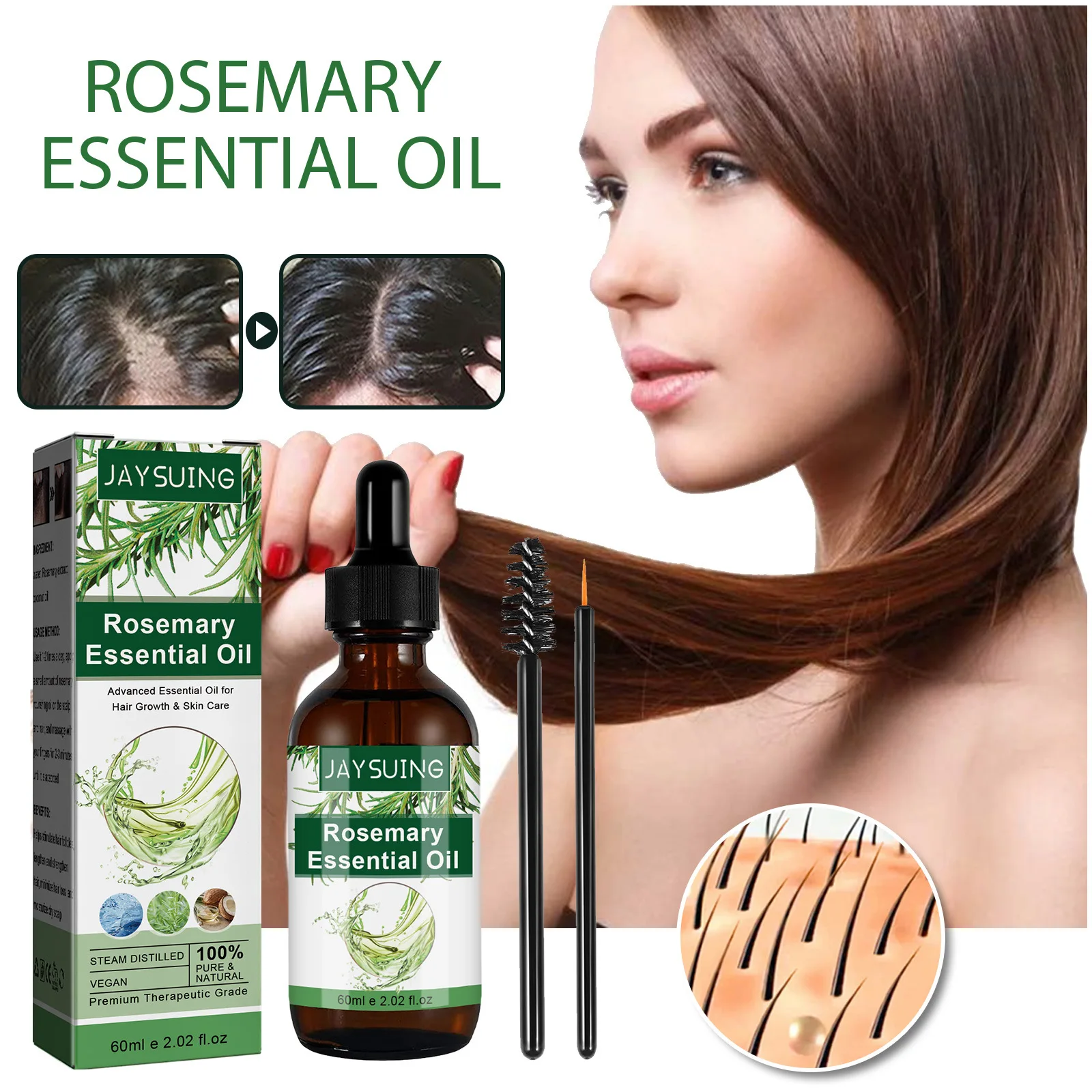 Jaysuing Multi Effect Rosemary Strengthens Firms Hair Moisturizes Serum Thick Hair Multi Effect Essential Oil