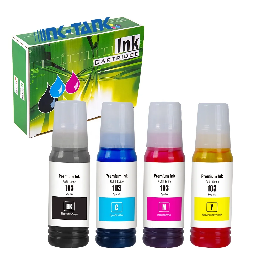 INK-TANK 103 Premium Compatible Water Based Bottle Refill Ink Encre for Epson EcoTank L3150 L1110 L5190 L3100 L3252 Printer