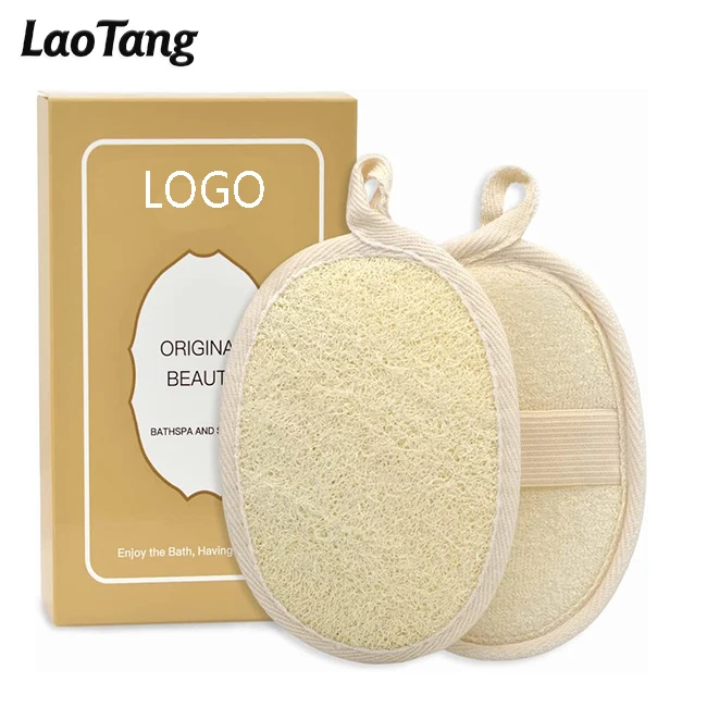 Exfoliating Loofah Sponge Pads Natural Luffa and Terry Cloth Materials Loofah Sponge Scrubber Body Glove Close Skin