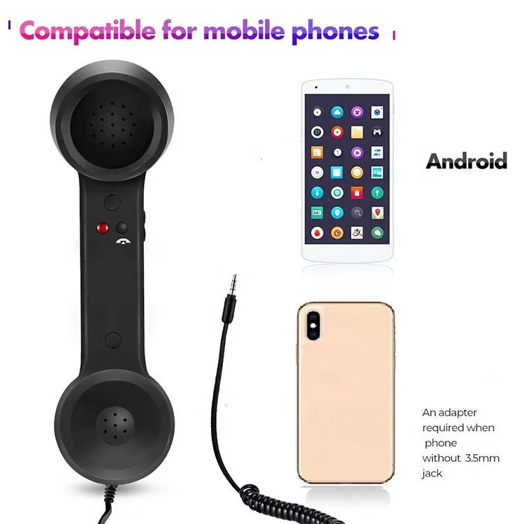 Винтажный Универсальный сотовый телефон смартфоны ретро телефон черный 3,5 мм разъем 2 метра кабель