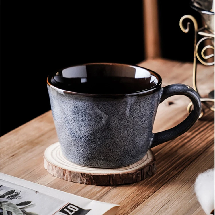 Wholesale New Design Unique 12oz Creative Brown Blue Vintage Glazed Ceramic Coffee Mug