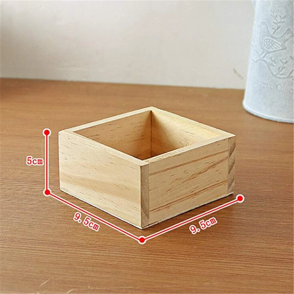 Factory Simple Square Receive Jewelry Decoration Desktop Plant Wood Box