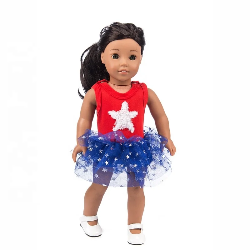 Baby Doll Poly Cotton dress Clothes Fit 45cm 50cm 60cm Dolls Girl Doll Dress