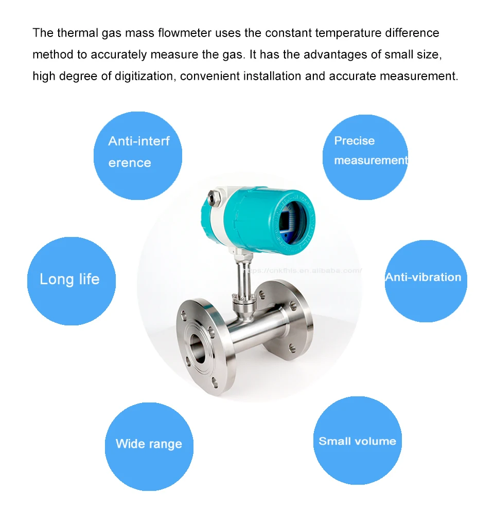 Rs485 digital modbus Co2 treatment natural gas LPG oxygen Flowmeter flange type air compressor thermal mass gas flow meters