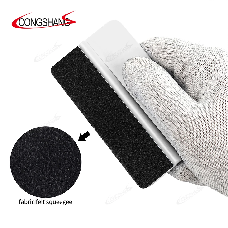 CONGSHANG Vinyl Wrap Car Window Film Tinting Tool Plastic Mini Squeegee With Felt Micro Squeegee