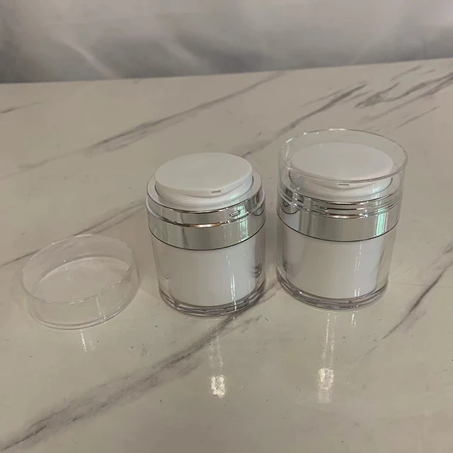 Hengjian 15g 30g 50g 30ml 50ml Empty Eye Cream Lotion Container White Acrylic Powder Jars Double Wall Cosmetic Airless Pump Jar
