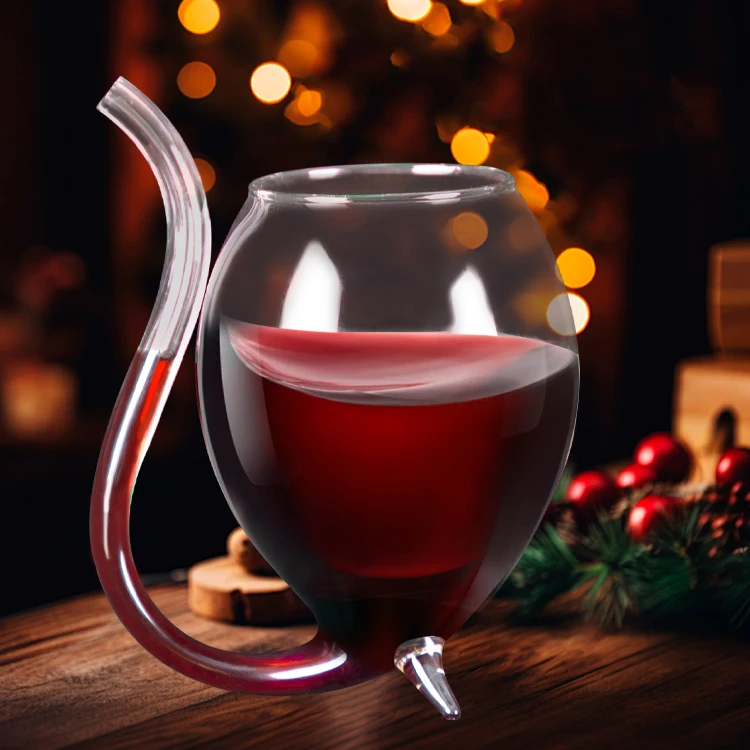 Luxury vintage 300ml custom stemless vampire red wine glass cup with straw margarita cocktail glasses creative