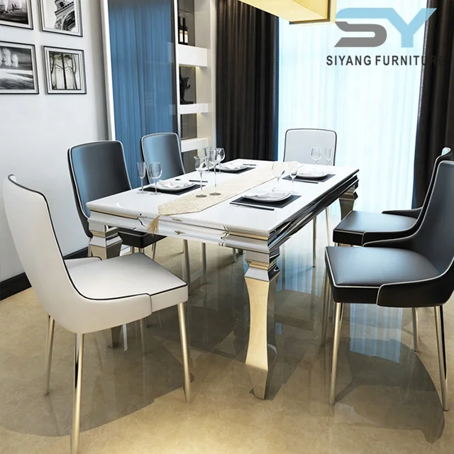 Online Selling Home Furniture Stainless Steel Dining Table For Set Ct004