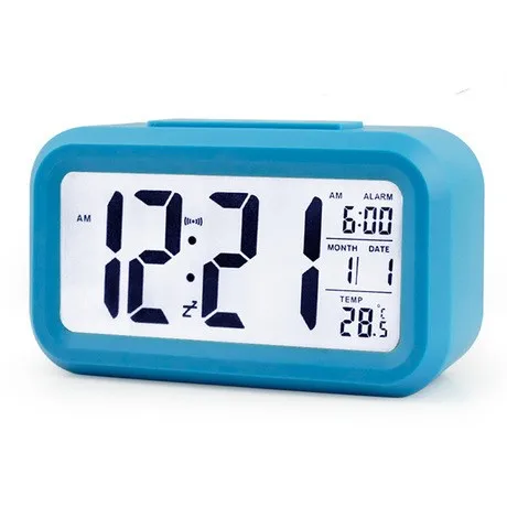 HOT  sale  Digital Alarm Clock   LCD Display Snooze Electronic Clock  Sensor Nightlight Office Table Clock