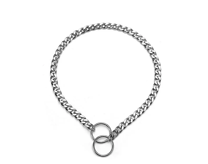 Strong Flat Iron  Metal Dog Slip P Chain Collar Dog Training chain Choke collar dog choke slip collar show chain
