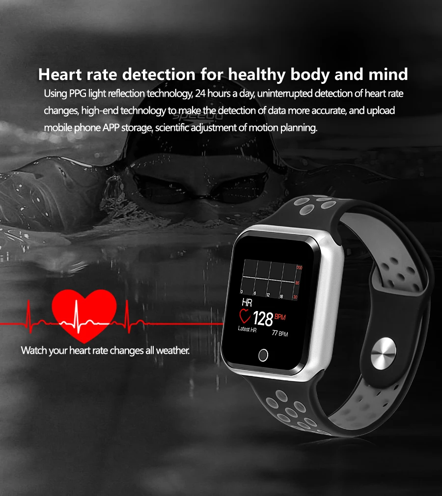 S226 reloj smart watch 1.3inch touch screen blood pressure heartrate sports smartwatch