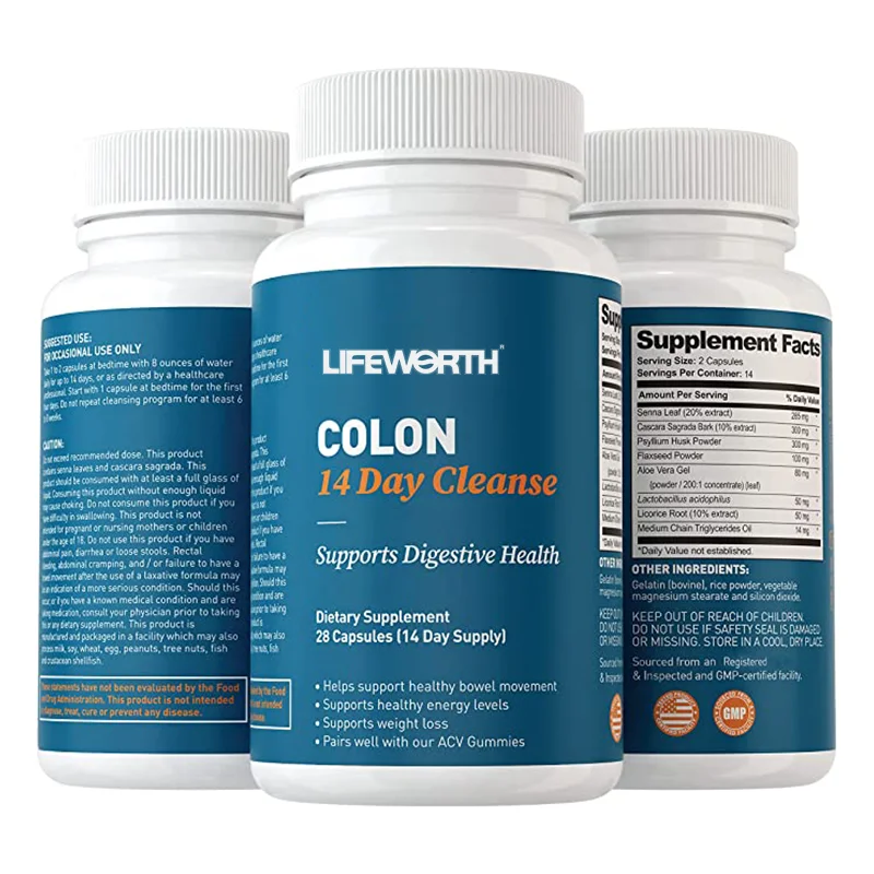 LIFEWORTH Dietary Fiber Supplement Herbal Probiotics Senna Leaves Slimming Diet Loss Capsules Gut Cleanse Detox for Women & Men