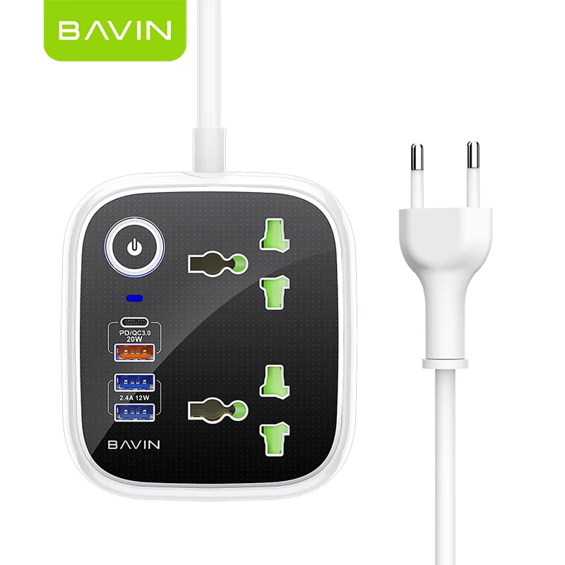 BAVIN USB PD QC3.0 Socket Fast Charging Office Home Desktop Laptop Mobile Cell Phone USB EU Plug Power Socket PC830Y