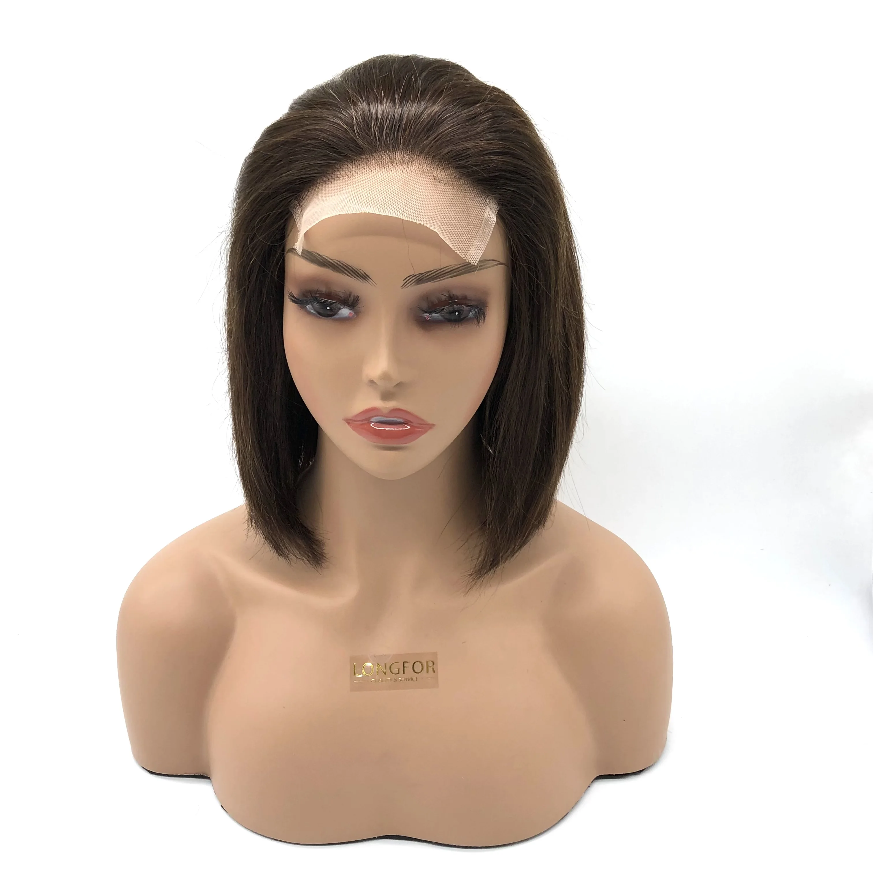 XF Lace Frontal 4*4 Bob Wig Remy Straight Toupee Dobdle Virgin Cuticle Aligned Hair Bob Wigs 100% Human Hair