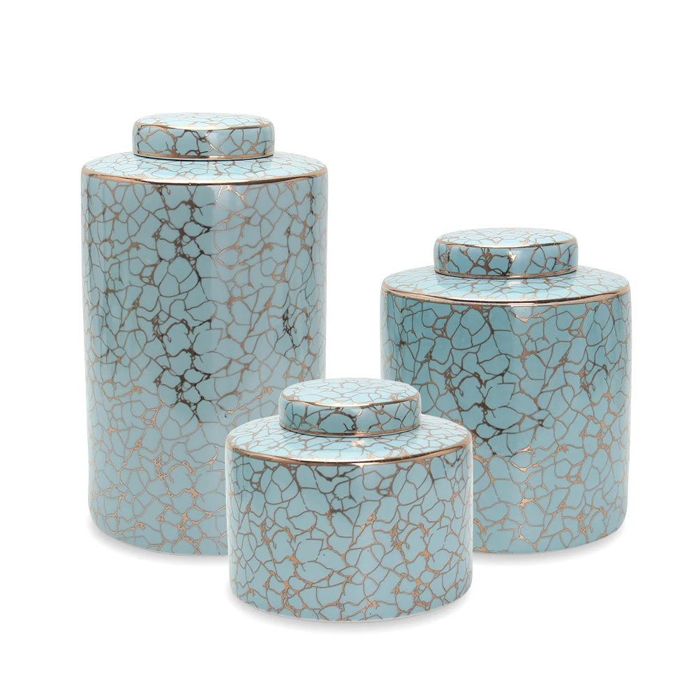 J196 ceramic Islamic decoration vases decor ceramic blue jar sets set of three