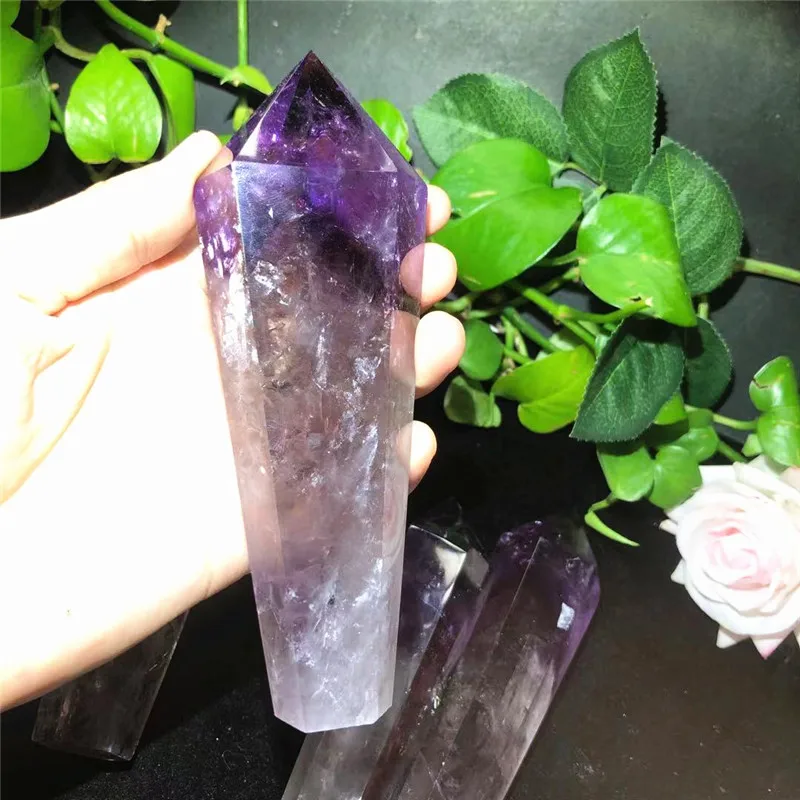 Wholesale Natural Stone Quartz Amethyst Crystal Point Wand Healing Obelisks Wands