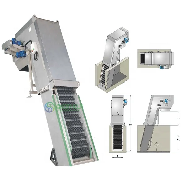 Auto Mechanical Waste Water Pretreatment Machine Coarse Grille Mechanical Coarse Bar Screen