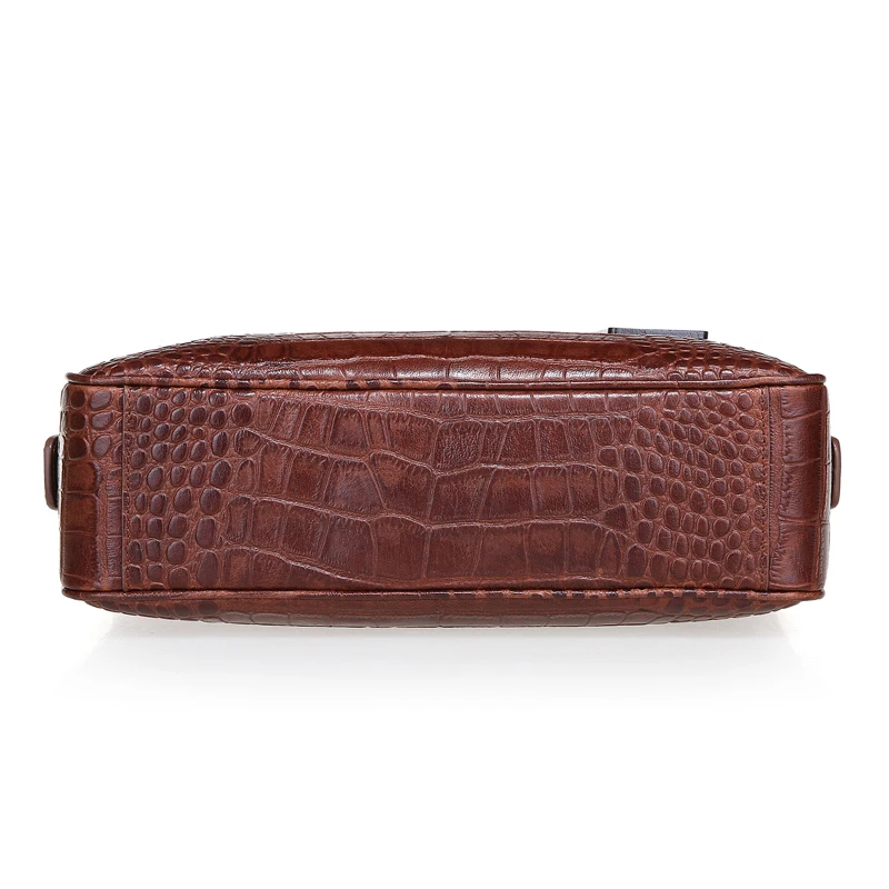 Business Office Laptop Bag Alligator Crocodile Embossed Faux Leather Brown Handmade Briefcase Bag