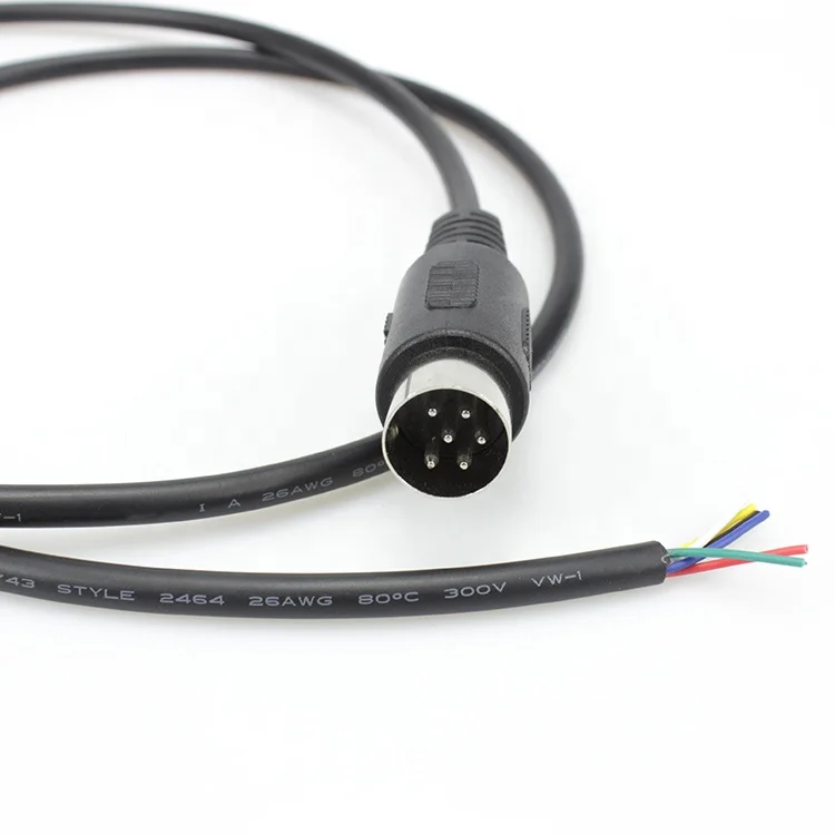 Factory supply custom 6pin din cable male to open wire   MIDI 6 pin male cord