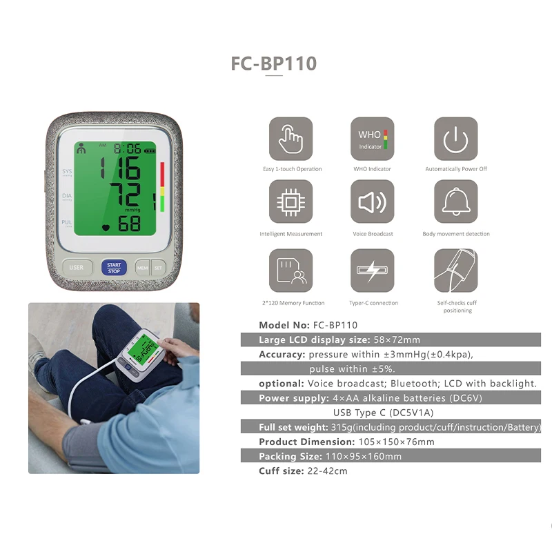 Portable Finicare Cheapest Blood Pressure Apparatus Machine Best Quality for Upper Arm For Family Health Care