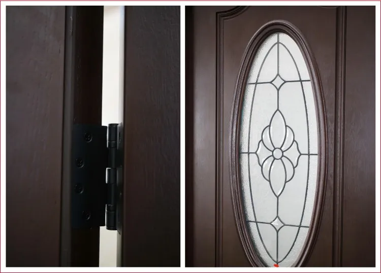 Hot Sale Highly Durable Front Designs Stain Glass Wood Double Prehung Door