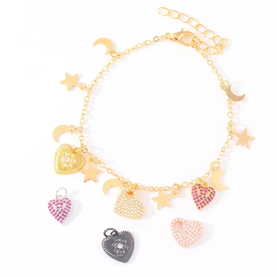 2022 Pendant Charms Pave Heart Padlocks Dangle Charm fit Original Women Snake Chain Necklace Bracelet Accessories