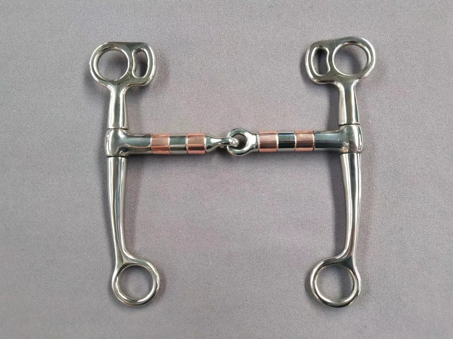 Horshi wholesale full cheek bit double jointed copper mouth piece with lozenge equestrian products stainless steel horse bits