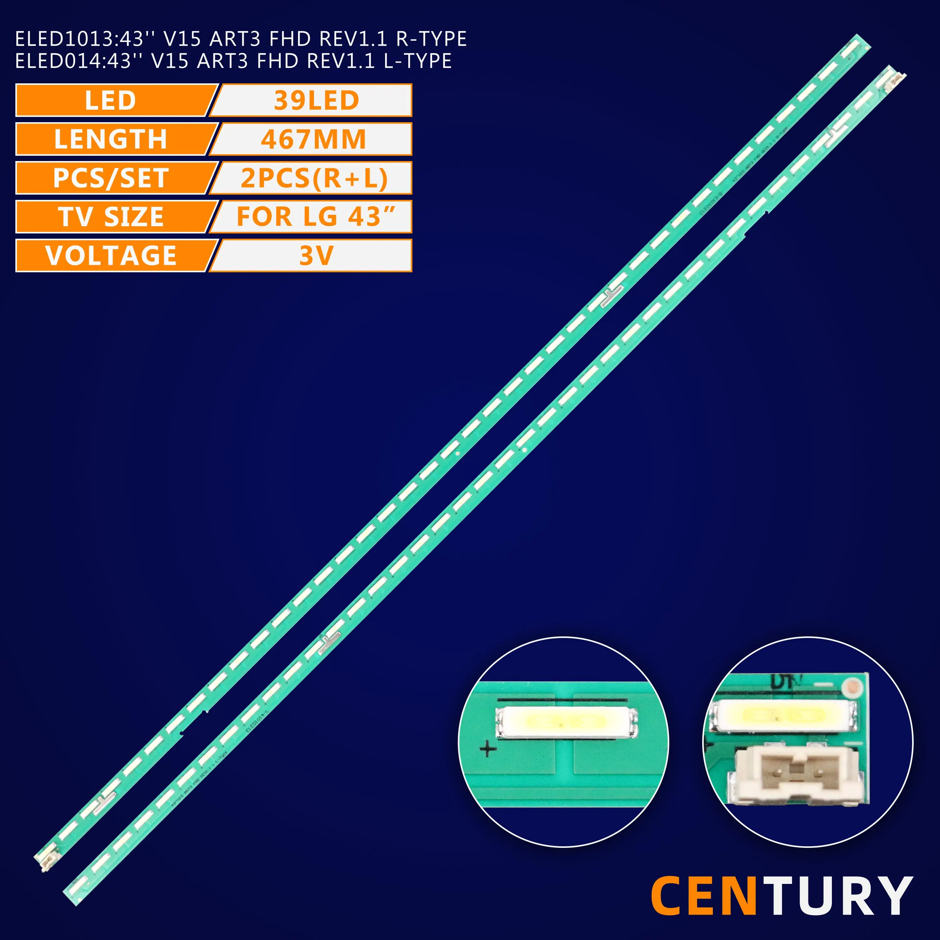 43 дюйма ТВ LED подсветка полосы 'V15 ART3 FHD REV1.1 R-TYPE L-TYPE для телевизора LG со светодиодной подсветкой 43LF6309-ZA