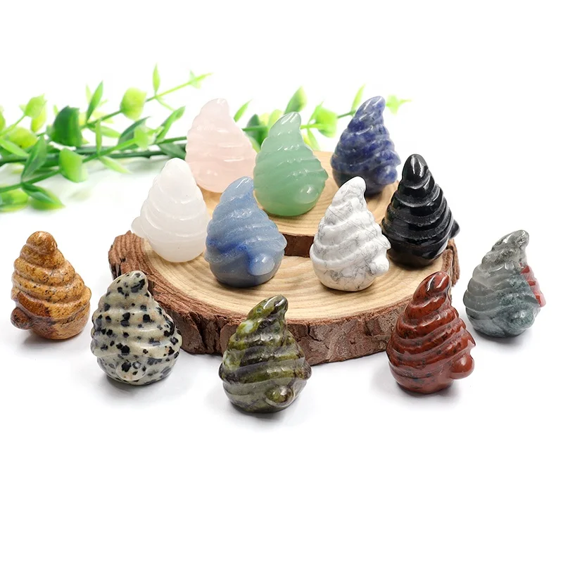 1Inch Natural Crystals Healing Stones Polished Carved Crystal Sea Snail Shell Crystal Crafts For Home Decoration