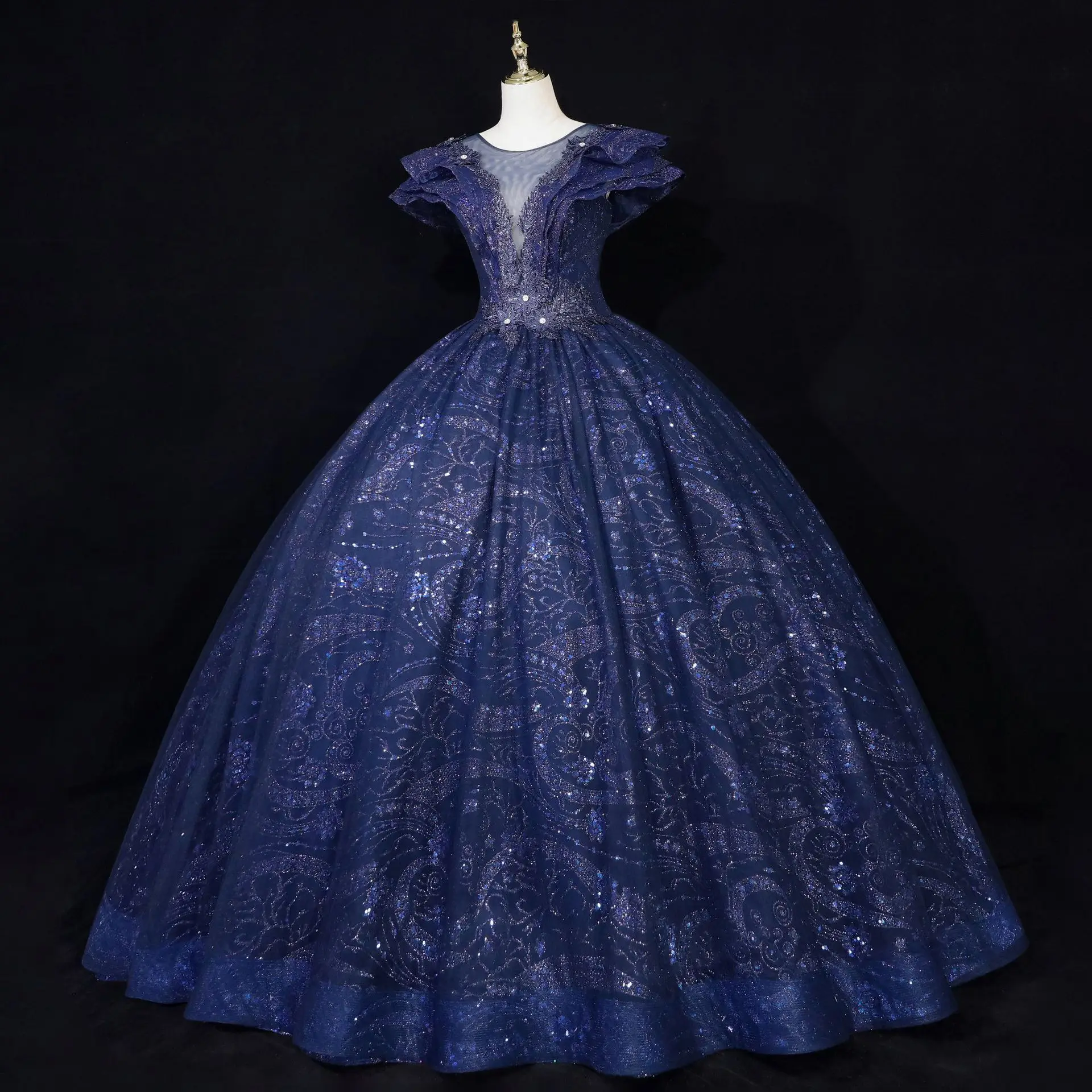 Nanchang Auyan Royal Blue and Pink Color Skirt Dress Long Wedding Dresses Elegant For Women