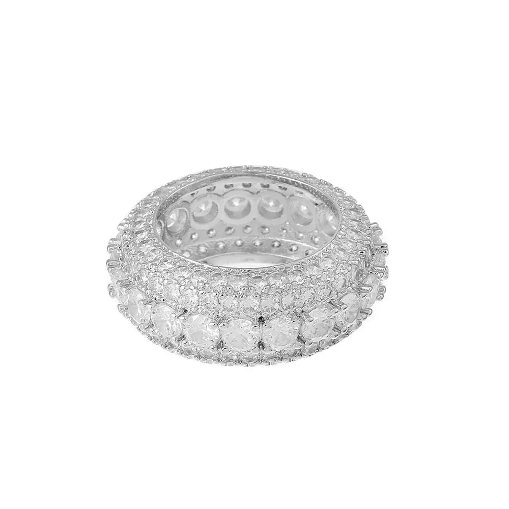 Модное кольцо с микро-инкрустацией, пятирядное циркониевое ювелирное изделие для мужчин, изысканное хипстерское кольцо в стиле хип-хоп, циркониевые кольца