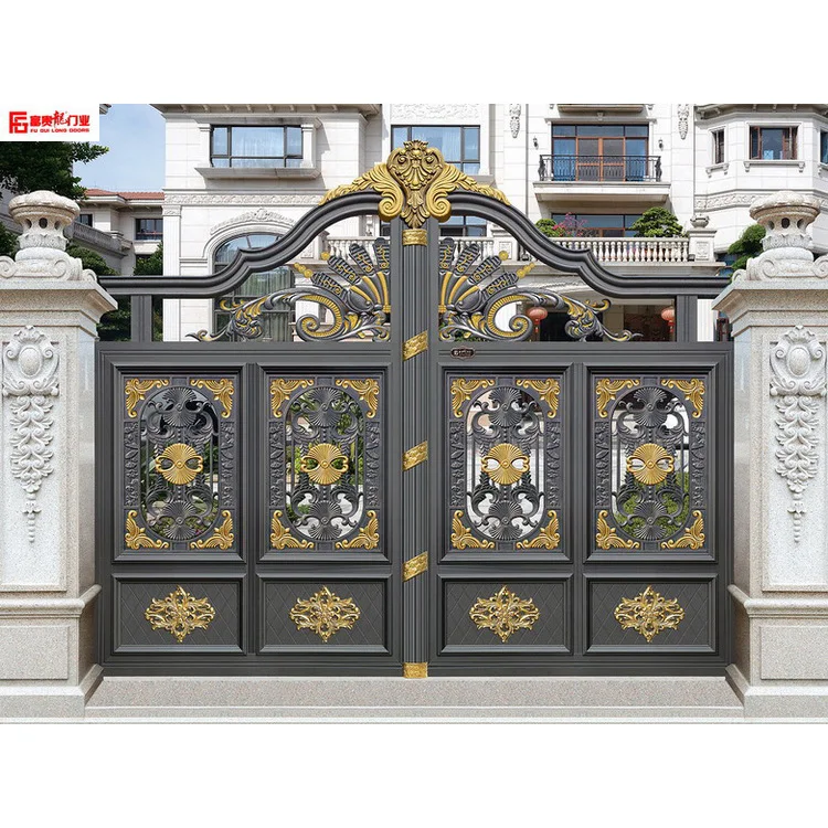 Luxury villa electric gate Easily assembled aluminum hous main gate design home wholesale hot sale door aluminum art gates