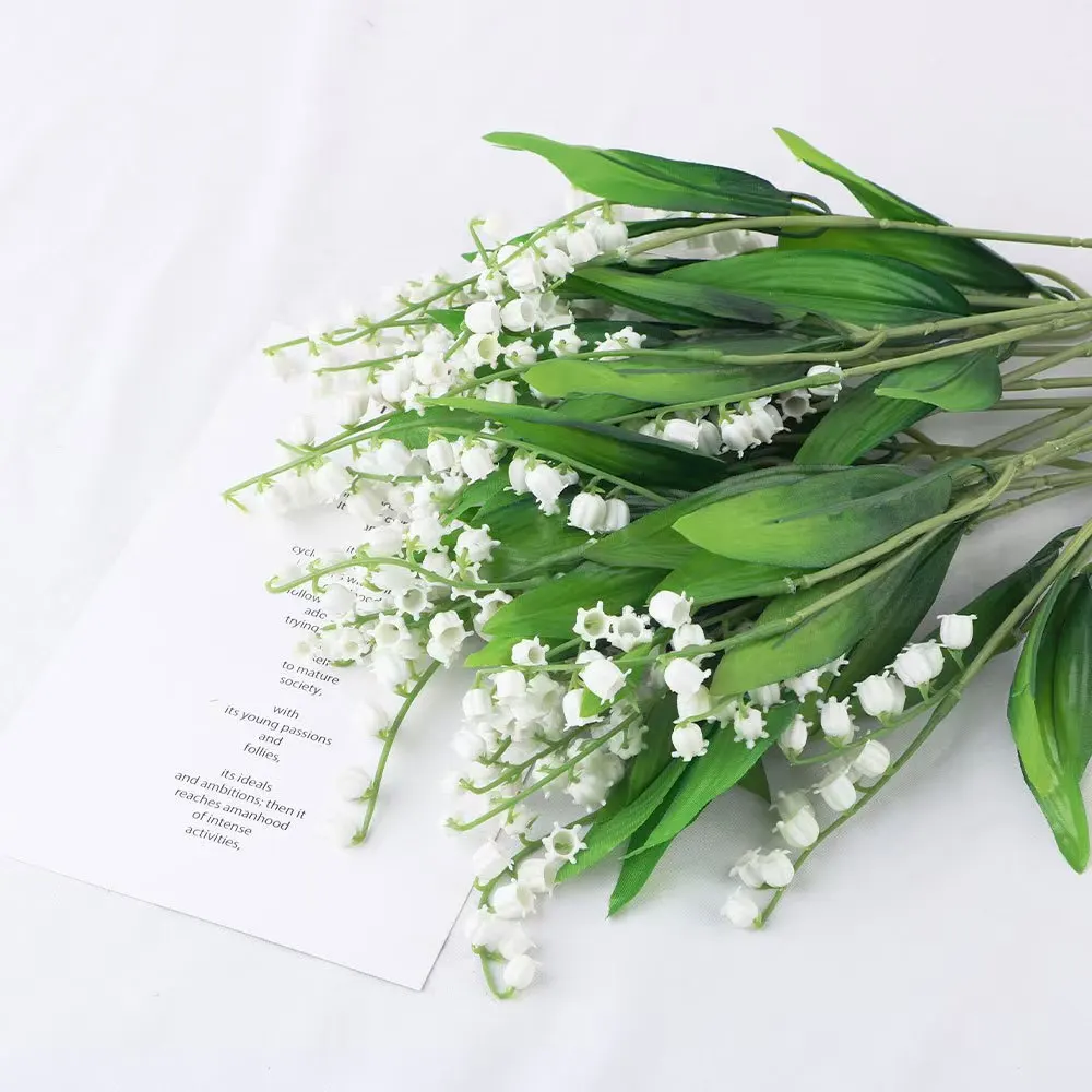 New Arrival Real Touch Silk Artificial Bouquet Of Lily Valley Flower For Wedding Home Decoration