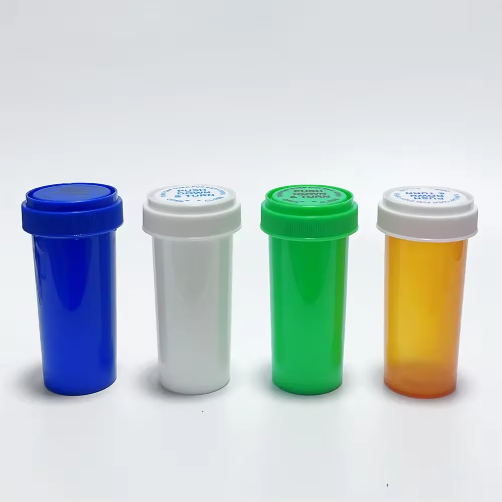 Wholesale 6dr-60dr Child-resistant Colorful Squeeze Jars Reversible Cap Small  Medical Bottles Squeeze Side Vial