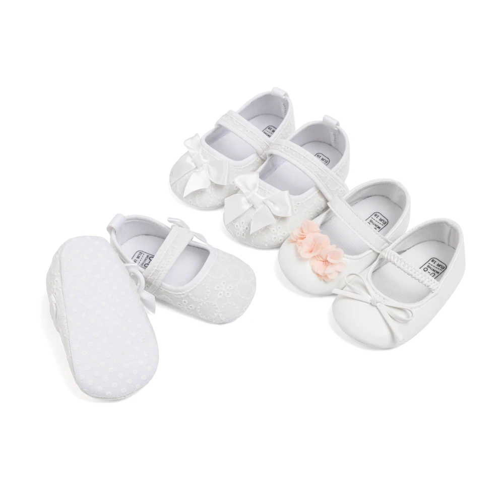 Factory Pure White PU Leather Baby Mary Jane Anti-Slip Soles For Babies And Toddlers Baby Dress Shoes