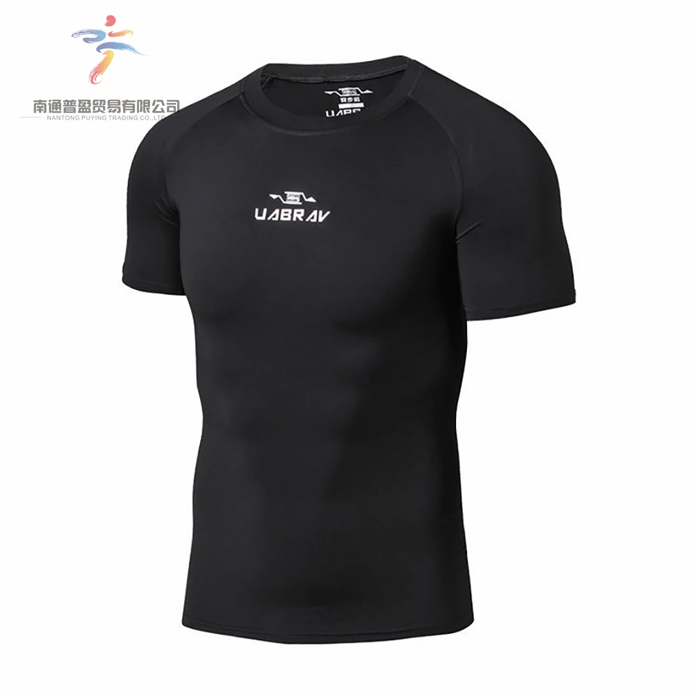 Wholesale Men quick dry breathable compressed Short-Sleeved Fitness Sports top
