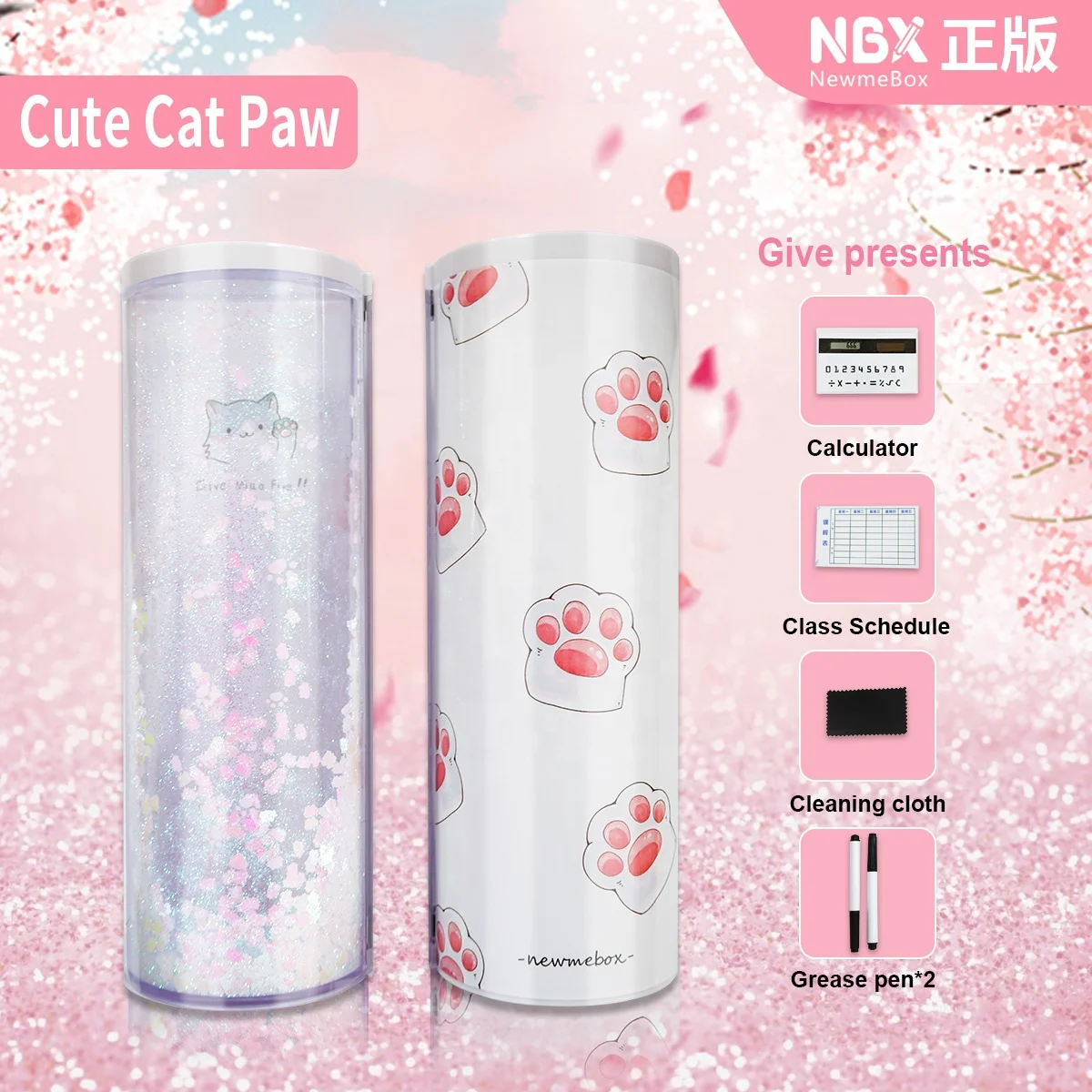 
NBX High-tach Pencil Case Large Capacity Pencil Box Quicksand Translucent Creative Cylindrical Pen Holder Kid Fancy Stationery 